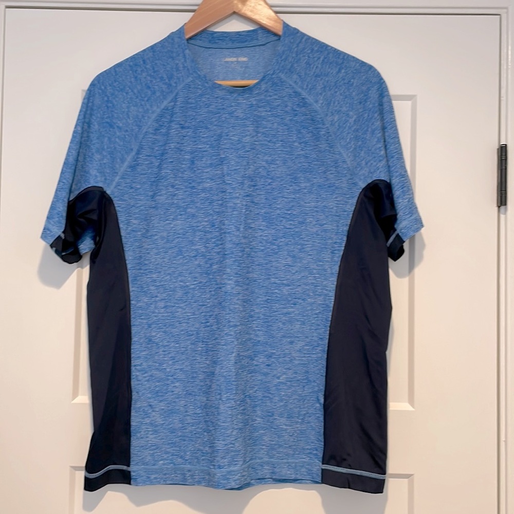 Lands’ End men’s dry fit short sleeve navy blue t-shirt tee size M 38-40